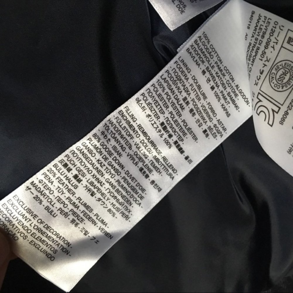 Levi’s IndigoDenim Trucker feather/down jacket S:S - Picture 5 of 6